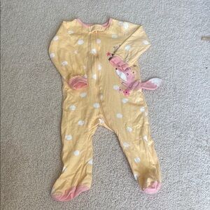 Adorable Yellow and Pink Fox Print Kids One Piece